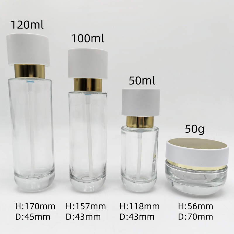 Glass Jar Cream Container & Serum Lotion Pump Bottles for Skincare – Premium Packaging with White Screw Cap (2)