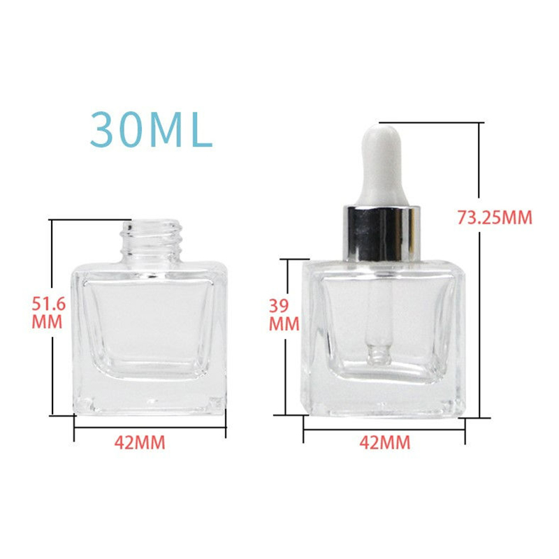 30ml Square Clear Glass Dropper Bottle (2)