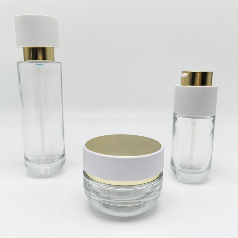 Glass Jar Cream Container & Serum Lotion Pump Bottles for Skincare – Premium Packaging with White Screw Cap (3)