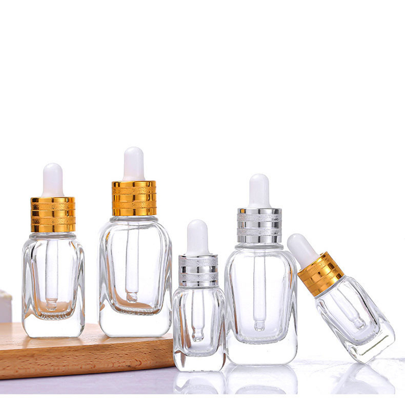 Grid-patterned square glass essence bottles (thick base, 102040ML)  (2)