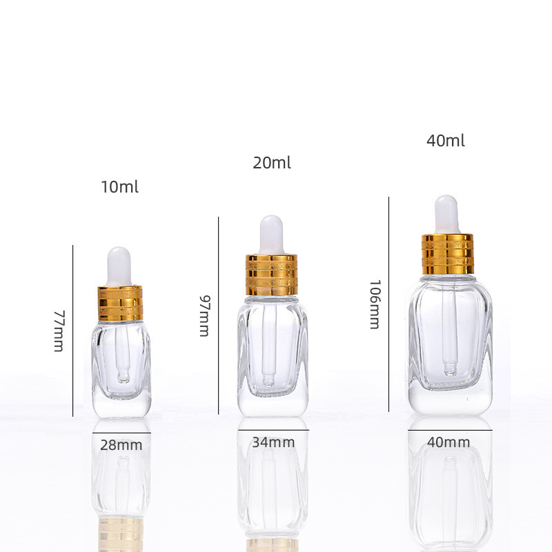 Grid-patterned square glass essence bottles (thick base, 102040ML)  (3)