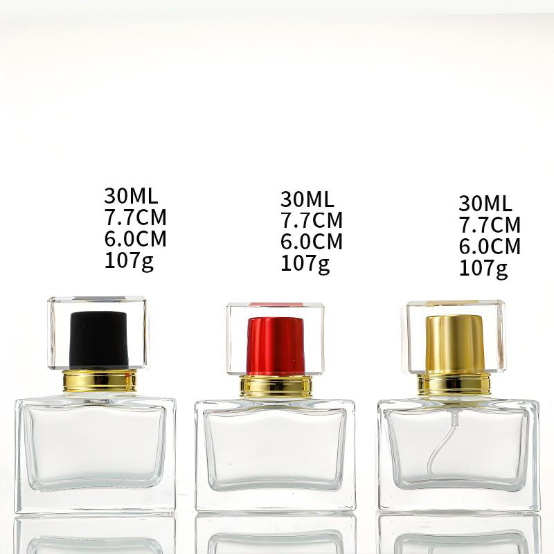30ml Square Transparent Glass Bottle with Fine Mist Spray – Premium Refillable Perfume Atomizer (2)
