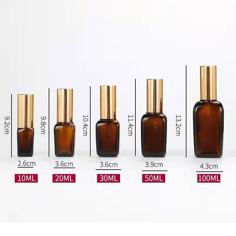 Amber Square Glass Bottles – Premium Storage for Essential Oils & Serums (2)